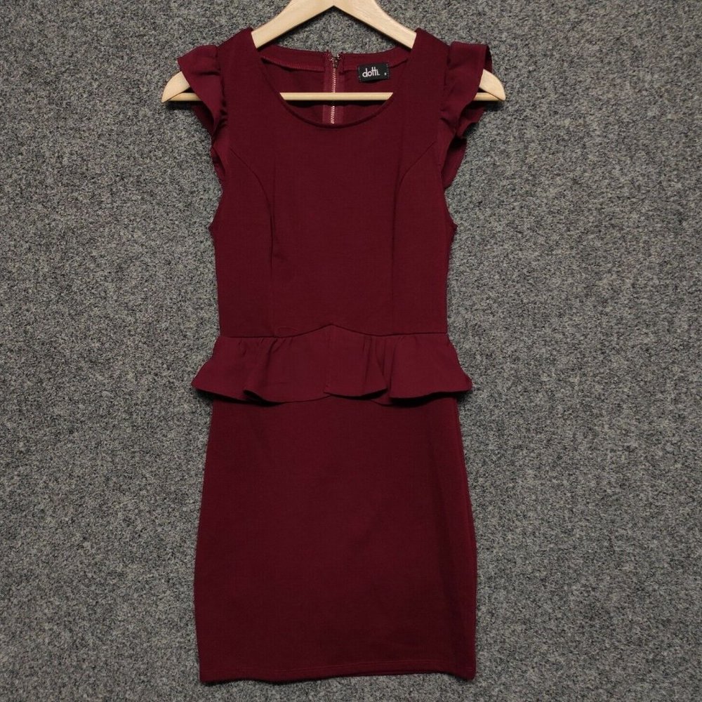 Dotti Womens Dress Size 8 Red Sleeveless Zip Up Stretch Viscose Polyester